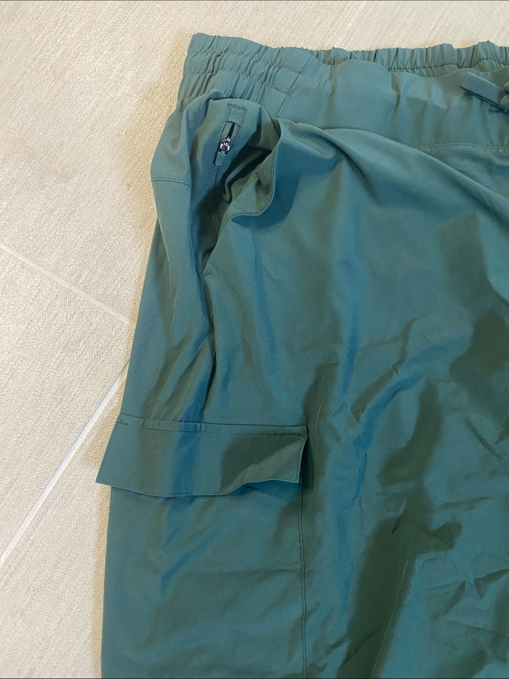 Women's Jogger Pants with Drawstring Waist - Deep Teal Green - Picture 2 of 5